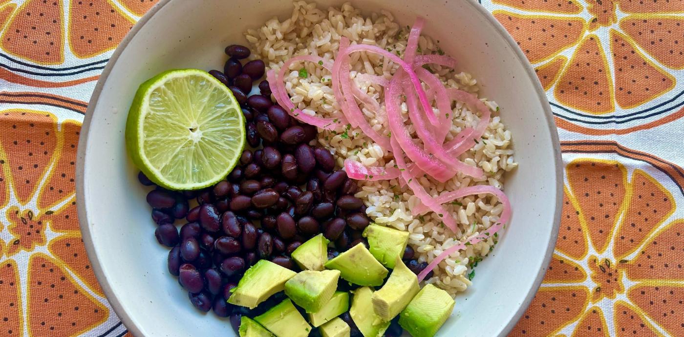 brown rice and black beans 