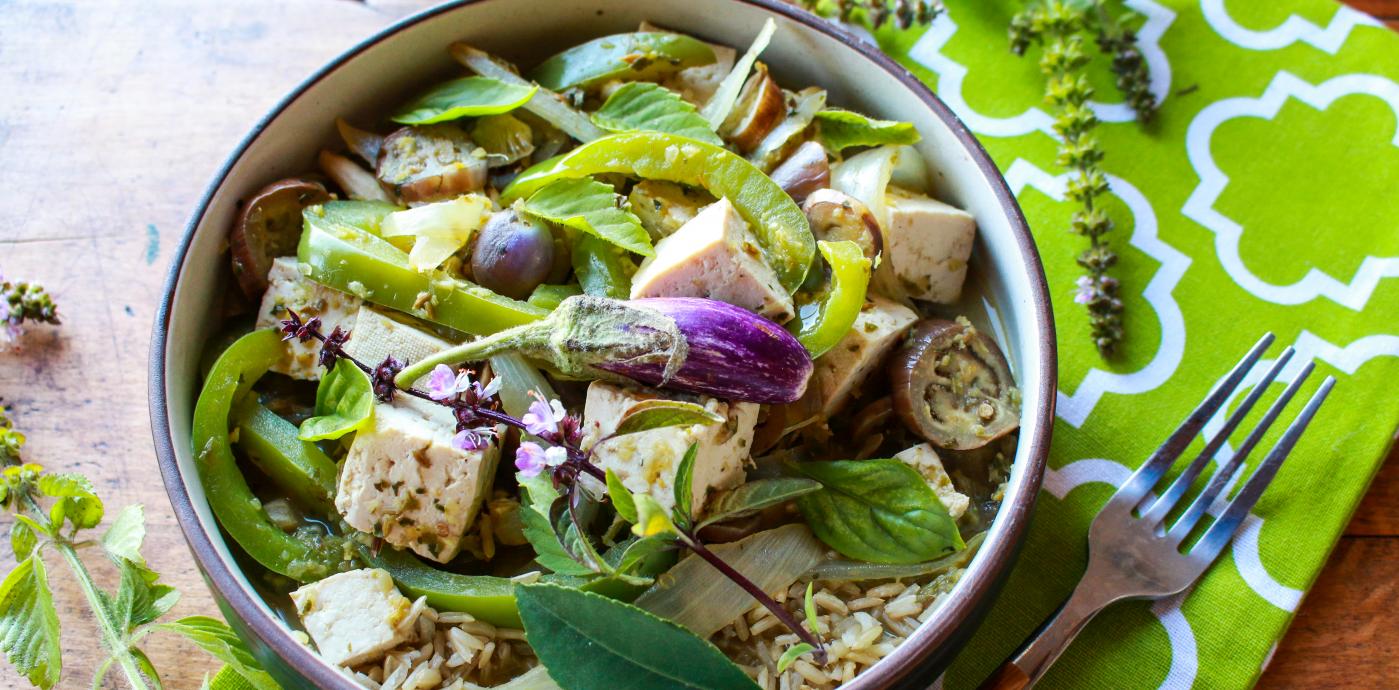 thai eggplant tofu green curry 