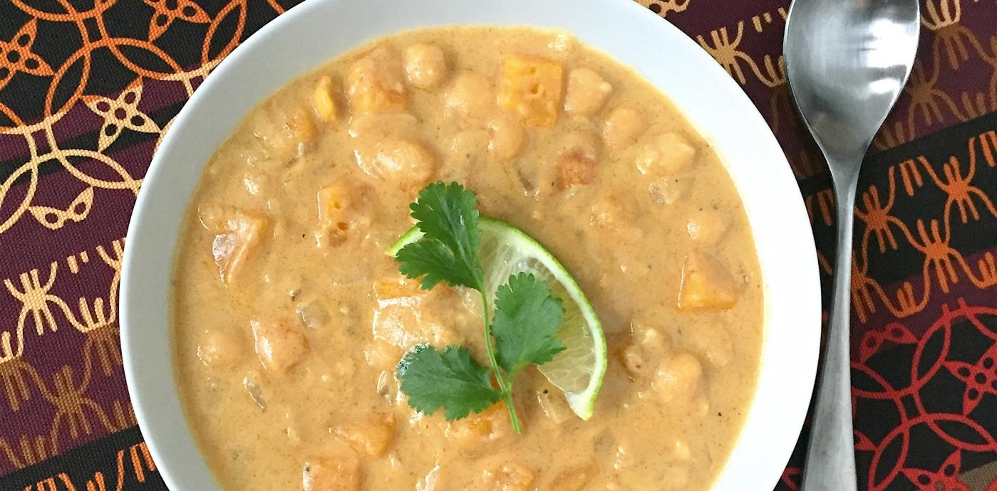 Peanut Squash Soup with Chickpeas
