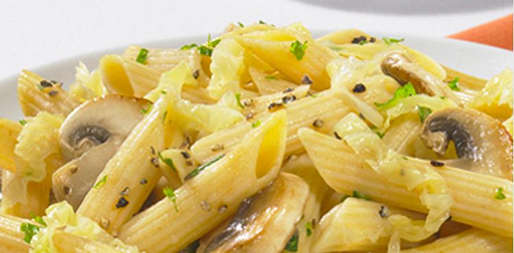Penne with Cabbage and Mushrooms