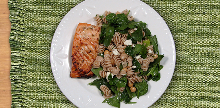 Salmon with Chickpea Spinach Salad