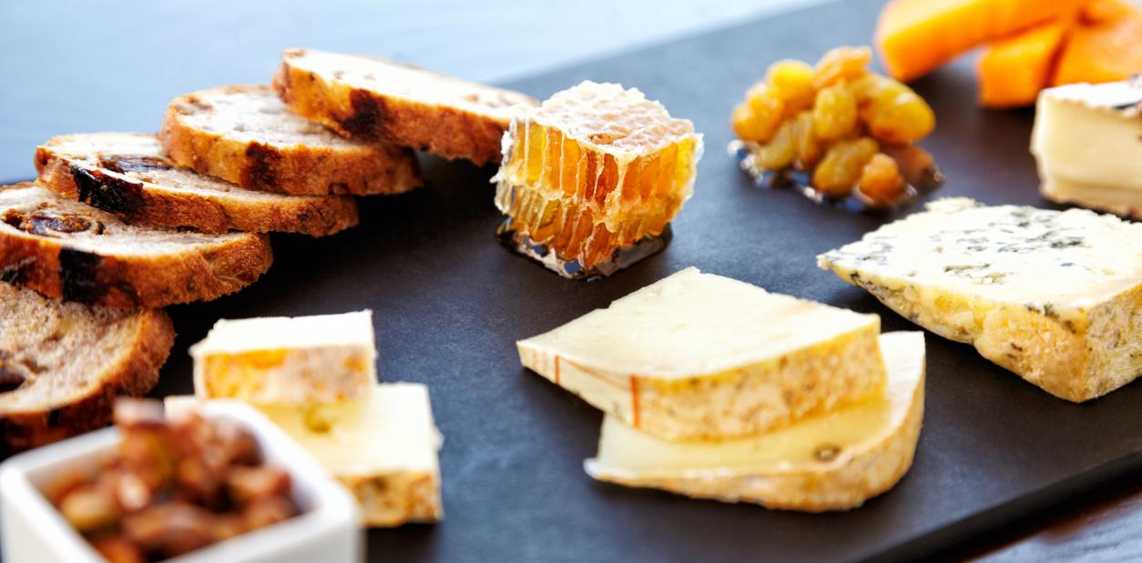 cheese board with toasted bread
