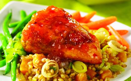 Roast Chicken with fruit-studded Wheatberries