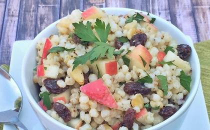 Sorghum Salad with Apples, Pine Nuts and Raisins