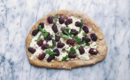 whole sweet flatbread with ricotta and blackberries