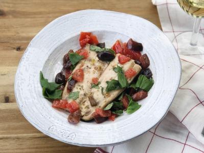 baked snapper with tomatoes and olives