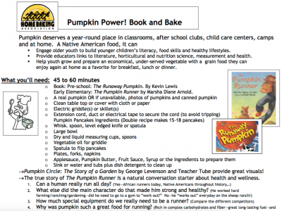 Pumpkin Power Book and Bake Activity from the Home Baking Association