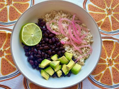 brown rice and black beans 