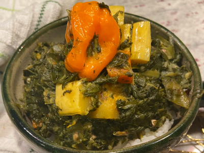 bowl of spinach stew