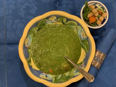watercress and chickpea soup