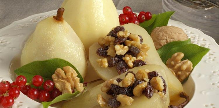 Baked Walnut Stuffed Pears