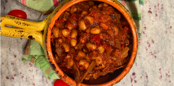 tomato stew in a yellow dish