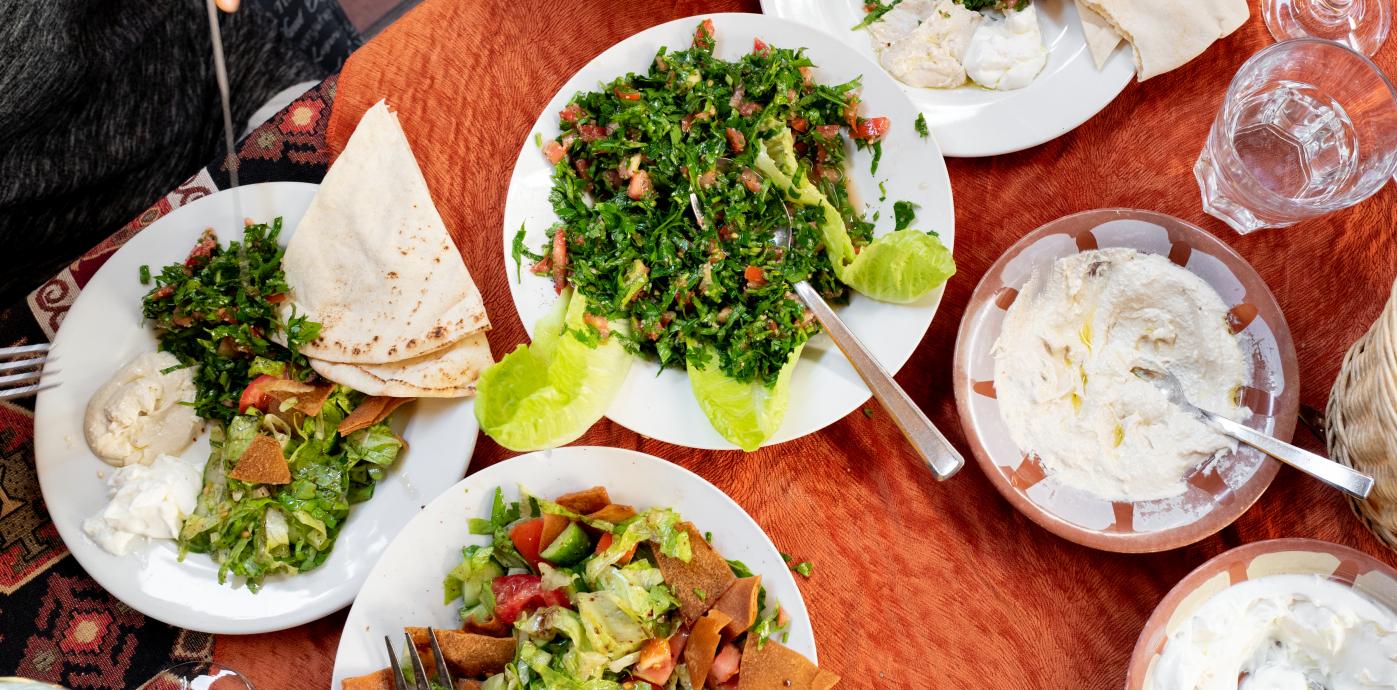 Mediterranean spread with tabbouleh and labneh