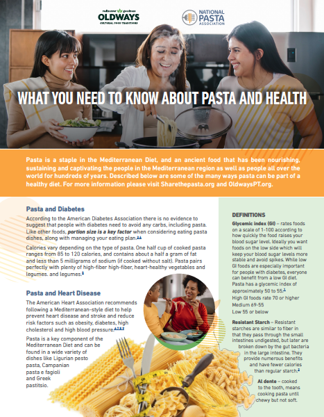 a factsheet detailing pasta research