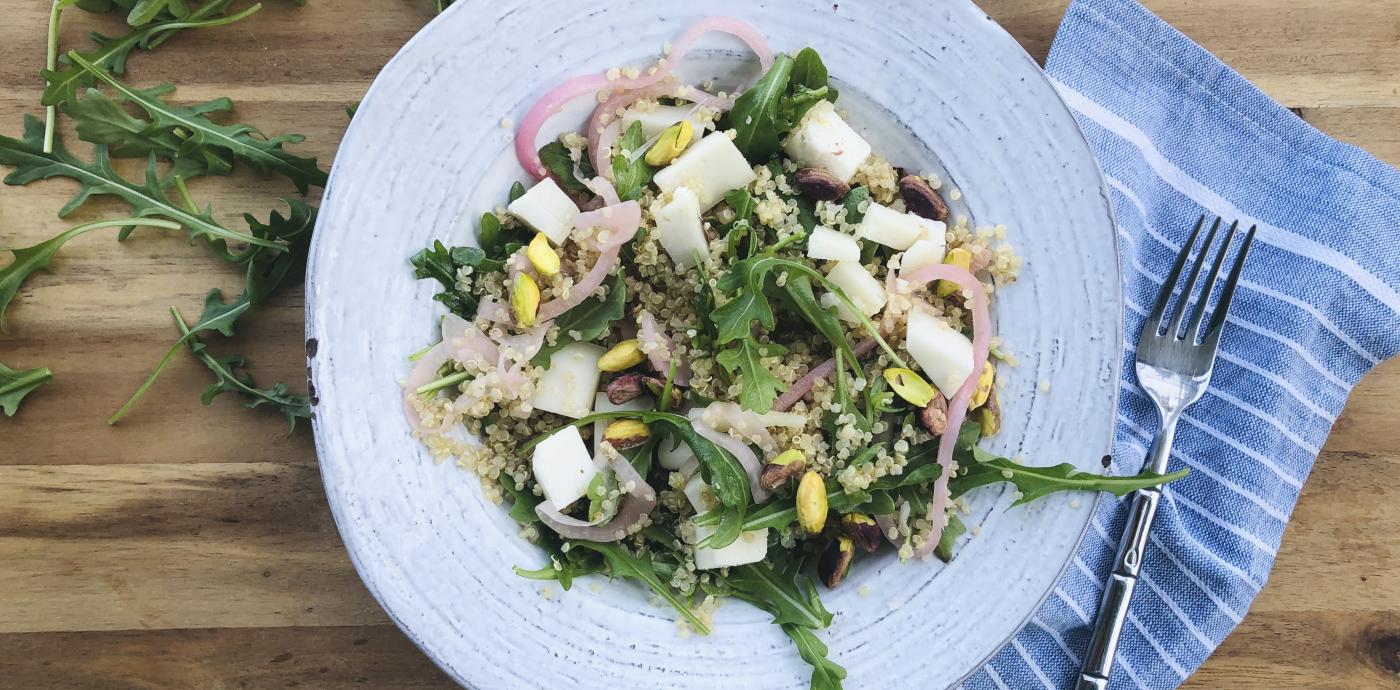 Arugula and Quinoa Salad with Goat Cheese and Pistachios - OLDWAYS - Cultural Food Traditions OLDWAY
