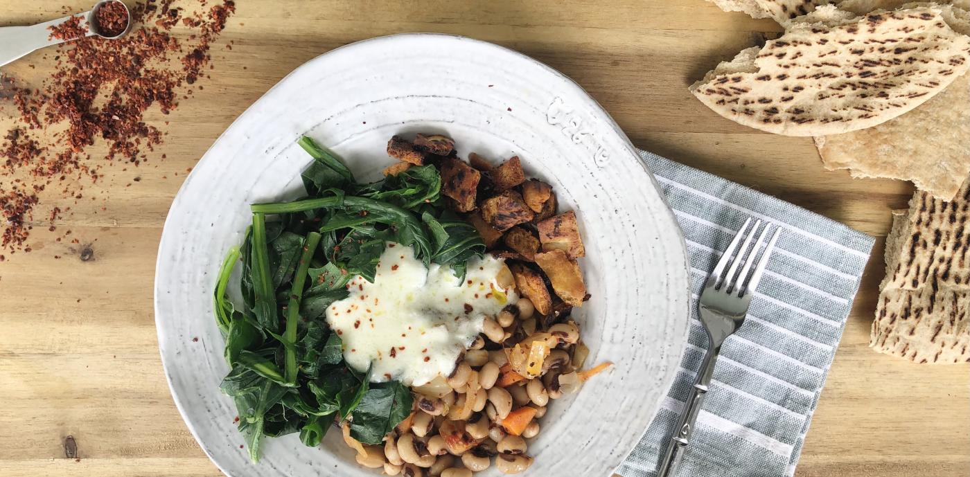 Black-Eyed Peas and Wild Greens with Garlicky Yogurt - OLDWAYS - Cultural Food Traditions OLDWAYS – 