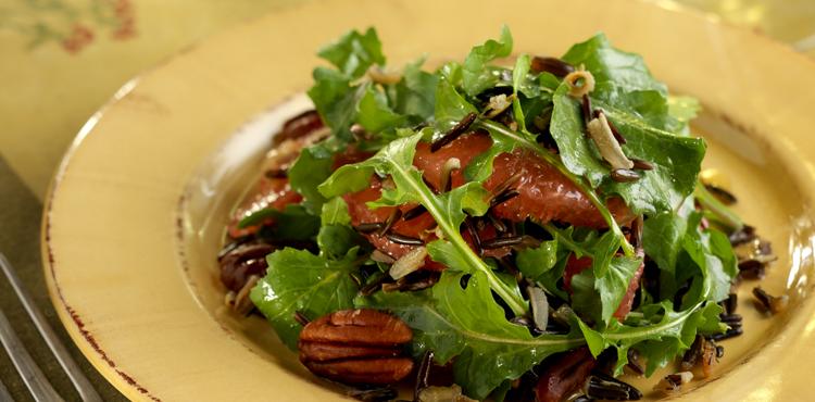California Wild Rice, Arugula, Grapefruit, Toasted Pecan Salad - OLDWAYS - Cultural Food Traditions 