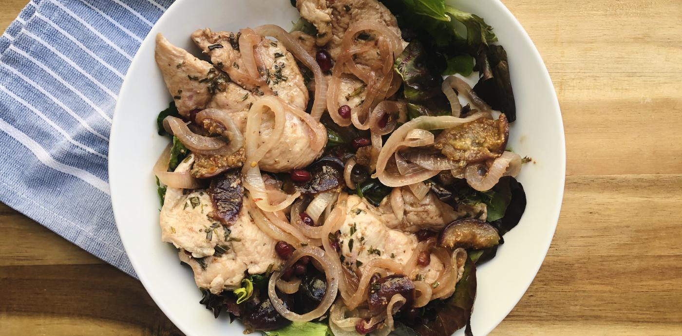 Chicken with Caramelized Onions, Glazed Figs, and Pomegranate - OLDWAYS - Cultural Food Traditions O