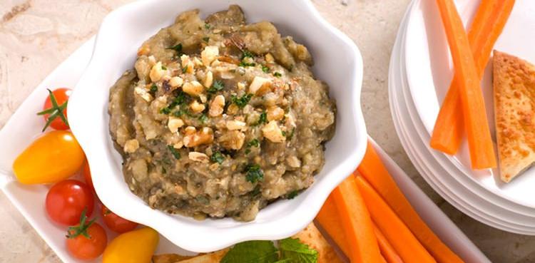 Eggplant & Walnut Dip with Toasted Pita Triangles - OLDWAYS - Cultural Food Traditions OLDWAYS – Cul