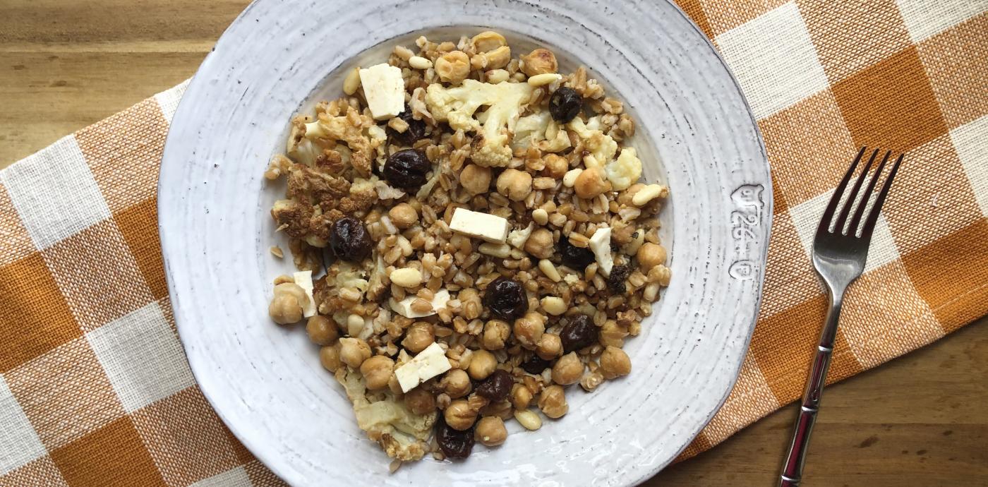 Farro Salad with Roasted Chickpeas and Cauliflower - OLDWAYS - Cultural Food Traditions OLDWAYS – Cultural Food Traditions