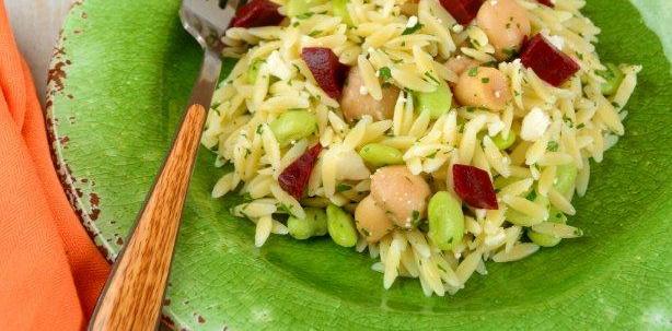 Marinated Mushrooms, Fava Beans, Beets and Feta with Whole Wheat Orzo - OLDWAYS - Cultural Food Traditions OLDWAYS – Cultural Food Traditions