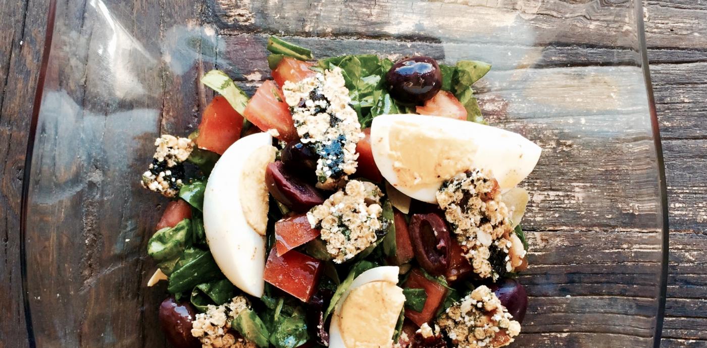 Fresh Spinach or Escarole Salad with Hard Boiled Eggs and Cumin - OLDWAYS - Cultural Food Traditions