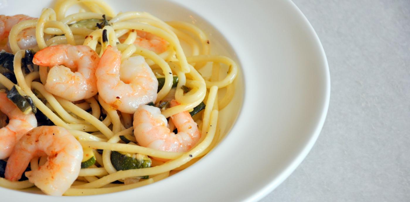 Shrimp Bucatini with Poblano and Zucchini  - OLDWAYS - Cultural Food Traditions OLDWAYS – Cultural F