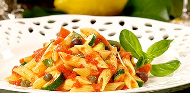 Penne with Spicy Tomato Sauce, Capers and Olives - OLDWAYS - Cultural Food Traditions OLDWAYS – Cultural Food Traditions