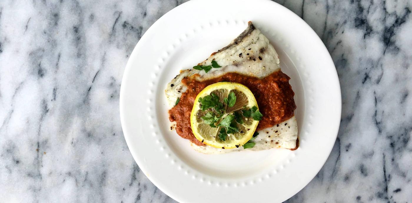 Mediterranean Sea Bass with Peanut Romesco Sauce - OLDWAYS - Cultural Food Traditions OLDWAYS – Cult