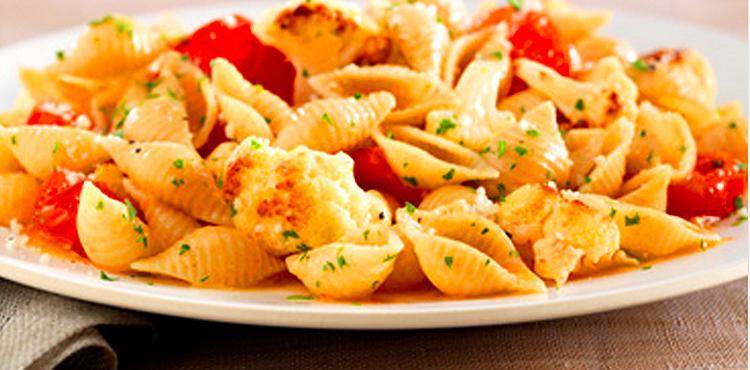 Whole Grain Medium Shells with Roasted Cauliflower and Cherry Tomatoes - OLDWAYS - Cultural Food Tra