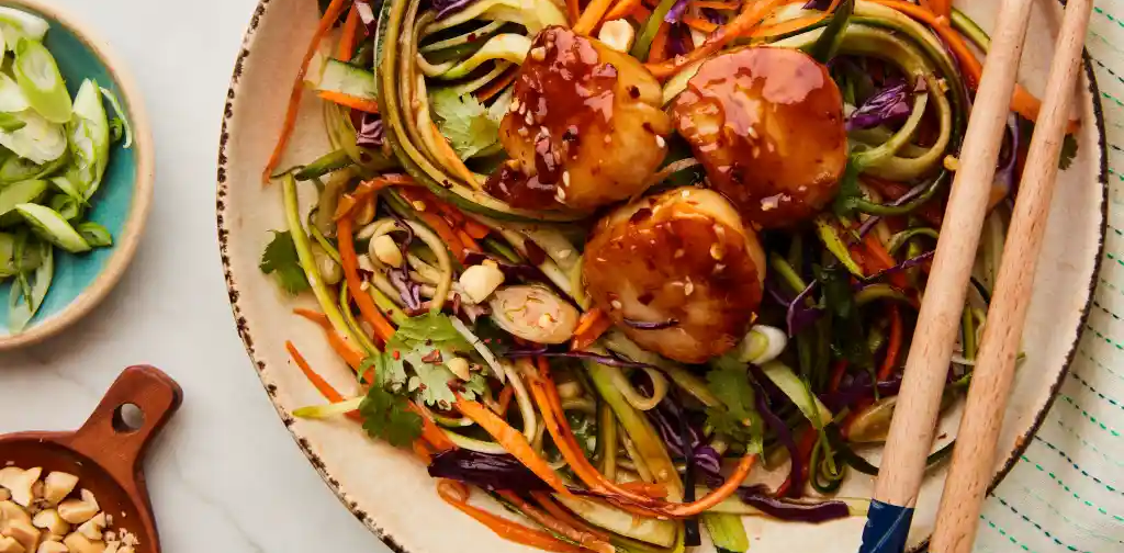 Asian-Style Scallops with Vegetable Noodles - OLDWAYS - Cultural Food Traditions OLDWAYS – Cultural 