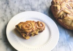 A loaf of pumpkin spice swirl bread