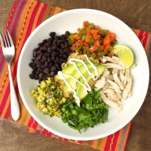 A vibrant Mexican quinoa bowl