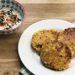 Jalapeño Corn Salmon Patties with Cilantro Lime Sauce